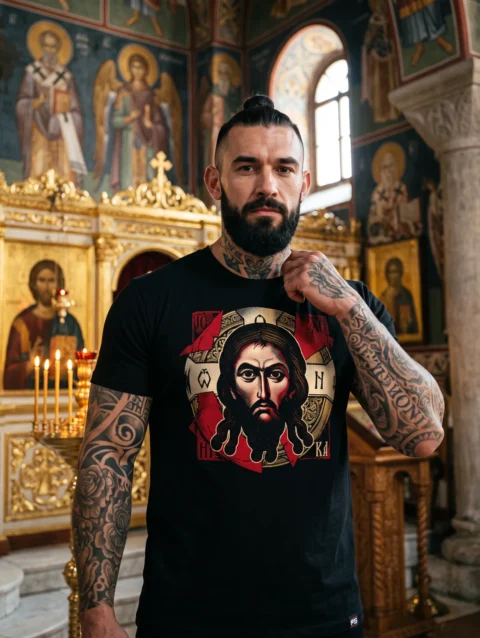 Нерукотворени Христос црна мајица