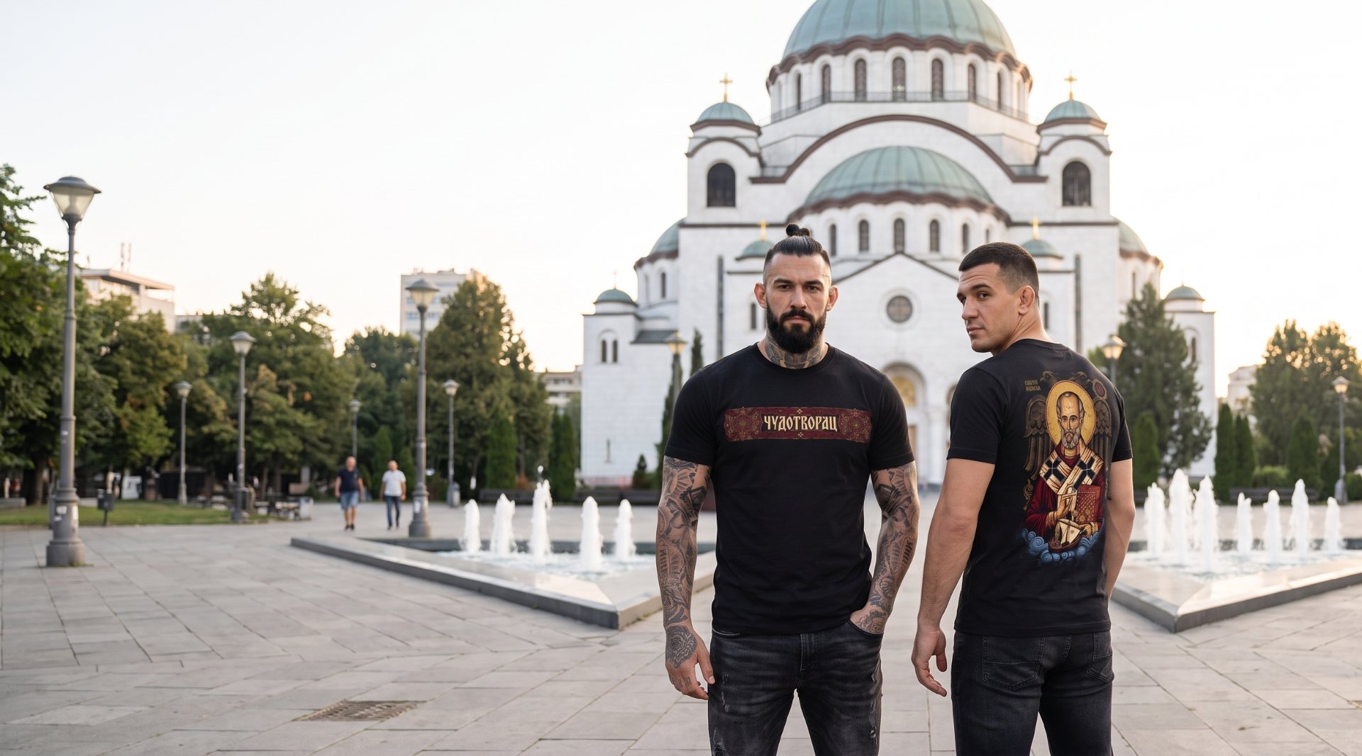 Православна колекција FS Sport - Свети Никола Чудотворац мајице испред Храма Светог Саве